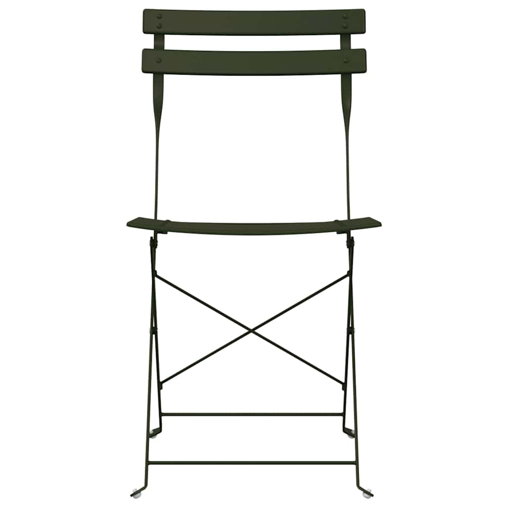 Garden Folding Chair Folding 2 pcs Green 42 x 46 x 82cm Steel